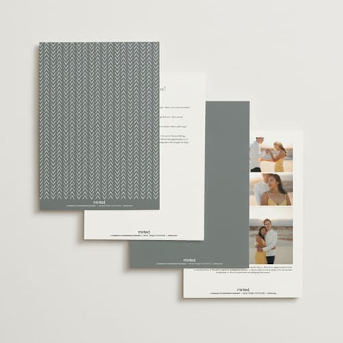 This is a pewter wedding invitations with standard by Sarah Brown called mountainview printing on signature in grand