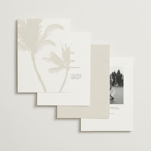 This is a ecru wedding invitations with standard by AK Graphics called palm printing on signature in grand