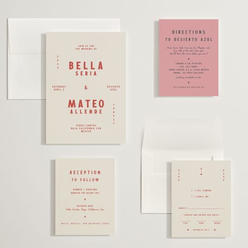 This is a sierra wedding invitations with standard by Ani Somi called coyota printing on signature in grand