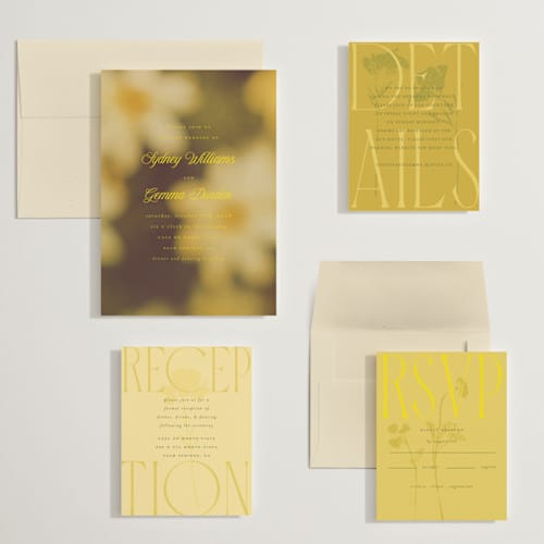 This is a island citrus wedding invitations with standard by Morgan Kendall called bloom printing on signature in grand