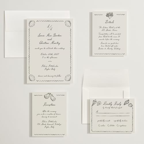 This is a rock wedding invitations with standard by Pati Cascino called puglia printing on signature in grand