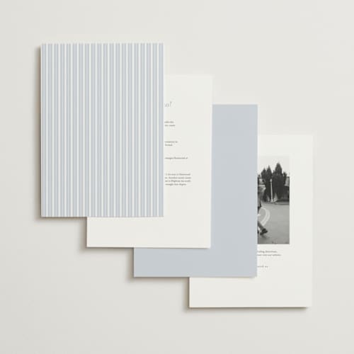 This is a dusty blue wedding invitations with standard by Jennifer Postorino called coastal charm printing on signature in grand