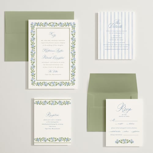 This is a ocean wedding invitations with standard by Creo Study called pillowy border printing on signature in grand