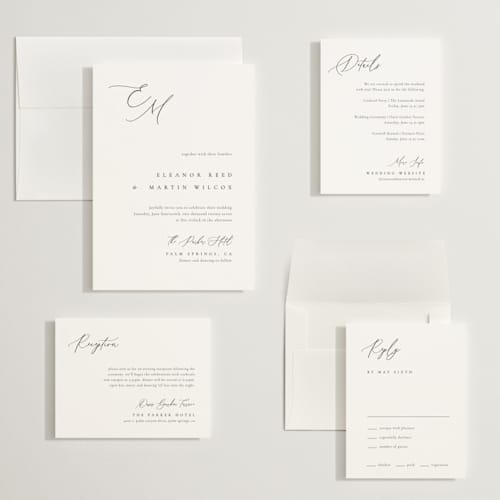This is a silk wedding invitations with standard by Kelly Schmidt called corner printing on signature in grand