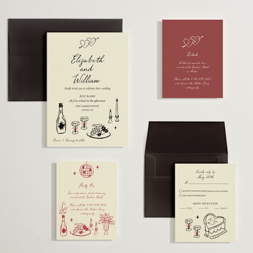This is a champagne wedding invitations with standard by Helena Vitto called vintage lovers printing on signature in grand