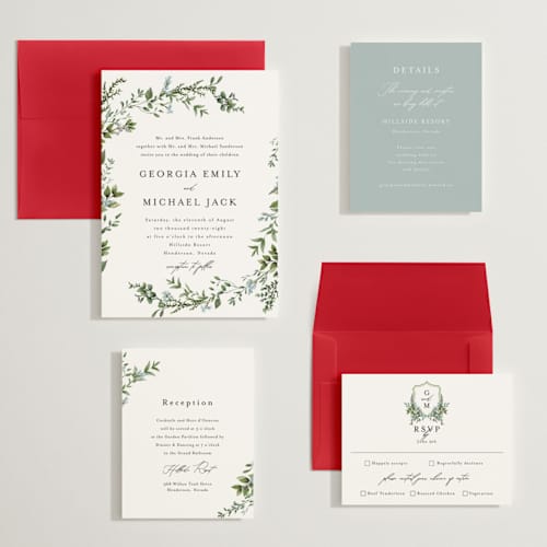This is a coast wedding invitations with standard by Susan Moyal called romantic florals printing on signature in grand