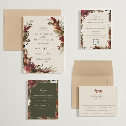 This is a autumn wedding invitations with standard by Kate Ahn called poetique printing on signature in grand
