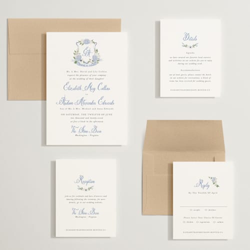 This is a periwinkle wedding invitations with standard by Design Lotus called sweethearts printing on signature in grand