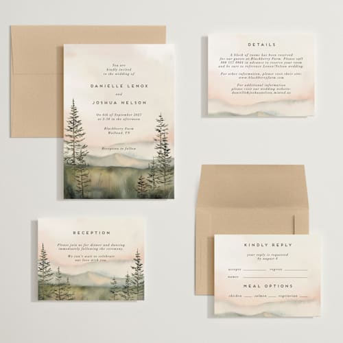 This is a forest wedding invitations with standard by Petra Kern called every single dawn with you printing on signature in grand