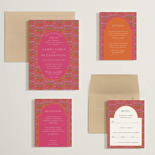 This is a fuchsia wedding invitations with standard by Pati Cascino called varna printing on signature in grand