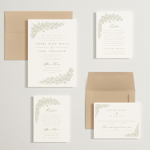 This is a leaf wedding invitations with standard by Kristie Kern called villa printing on signature in grand