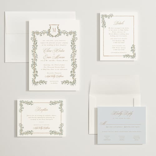 This is a lake wedding invitations with standard by Leah Bisch called arbour printing on signature in grand