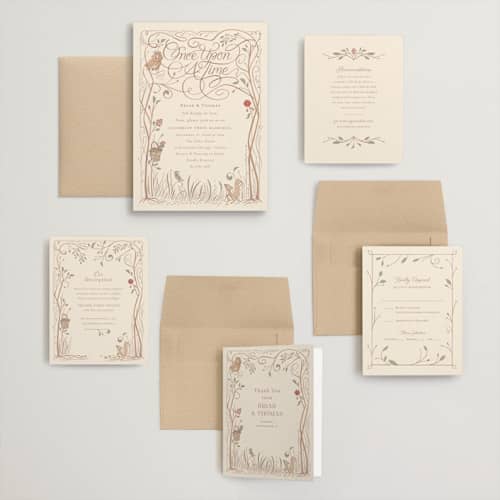This is a autumn wedding invitations with standard by Morgan Ramberg called disney storybook printing on signature in grand