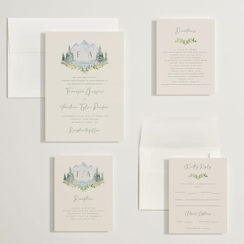 This is a summer wedding invitations with standard by Petra Kern called miniature mountainscape printing on signature in grand