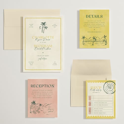 This is a island citrus wedding invitations with standard by Pixel and Hank called coastal drift printing on signature in grand
