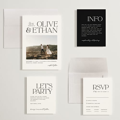 This is a pearl wedding invitations with standard by Owl and Toad called casual printing on signature in grand