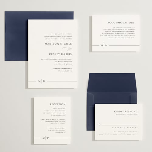 This is a cotton wedding invitations with standard by Jennifer Postorino called align printing on signature in grand