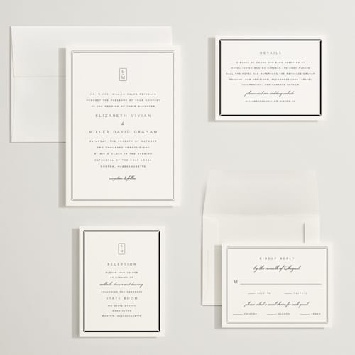 This is a salt wedding invitations with standard by Amy Kross called stripe bevel printing on signature in grand