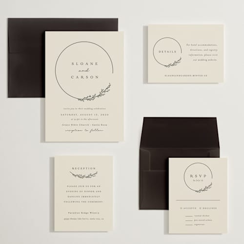 This is a almond wedding invitations with standard by Brianne Larsen called branched printing on signature in grand