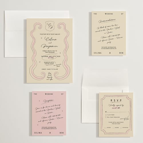 This is a linen wedding invitations with standard by Helena Vitto called modern fairy tale printing on signature in grand