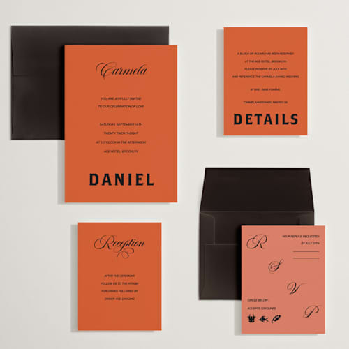 This is a amaro wedding invitations with standard by Studio Suku called bold and demure printing on signature in grand