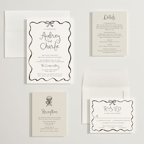 This is a tuxedo wedding invitations with standard by Cass Loh called quirky fun printing on signature in grand