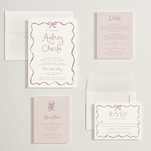 This is a dusty rose wedding invitations with standard by Cass Loh called quirky fun printing on signature in grand