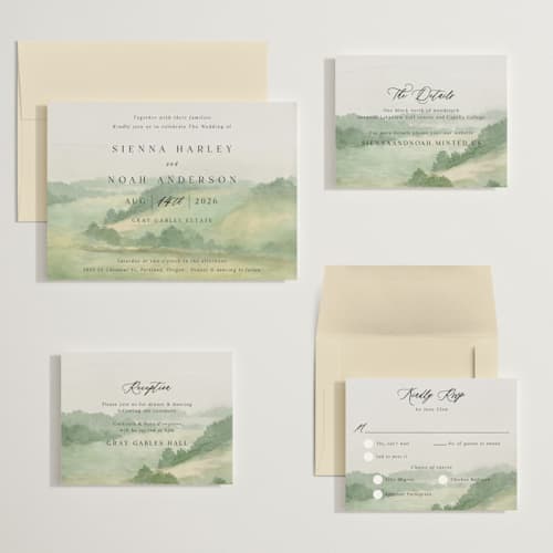 This is a meadow wedding invitations with standard by Elly called the vow printing on signature in grand