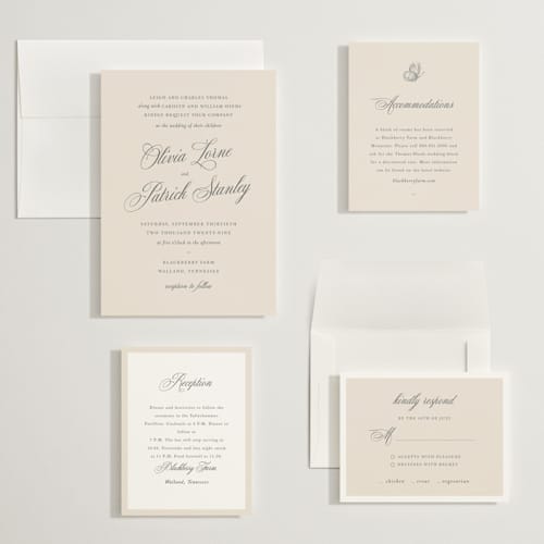 This is a champagne wedding invitations with standard by Sara Hicks Malone called belle meade printing on signature in grand