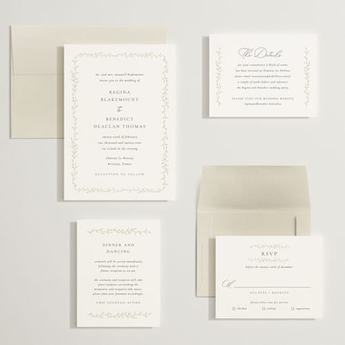 This is a ivy wedding invitations with standard by chocomocacino called cramique printing on signature in grand