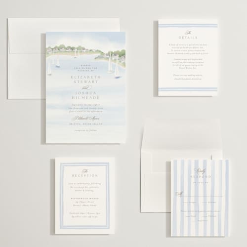 This is a aqua wedding invitations with standard by Jennifer Wick called bristol printing on signature in grand