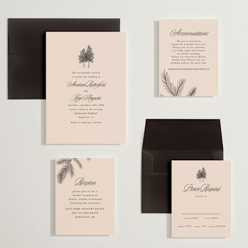 This is a almond wedding invitations with standard by Morgan Kendall called arboretum printing on signature in grand