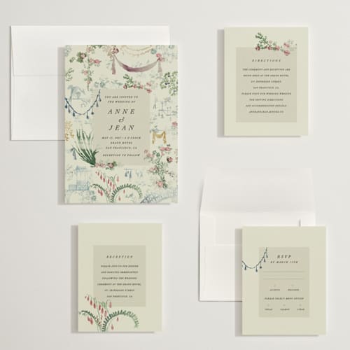 This is a nouvelle wedding invitations with standard by Sumak Studio called chinoiserie printing on signature in grand