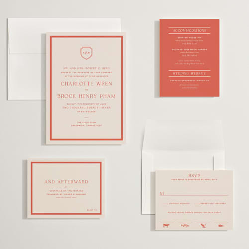 This is a verona sunset wedding invitations with standard by Megan Davis called racquet printing on signature in grand
