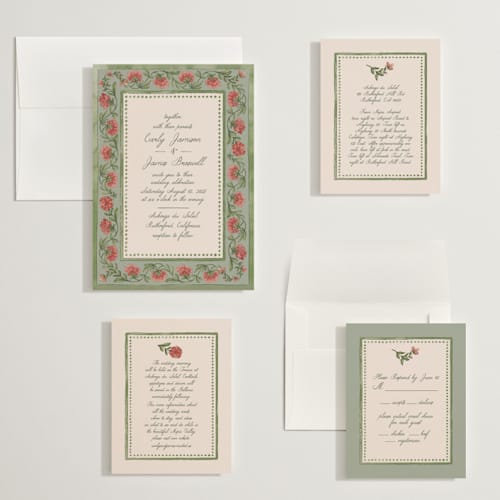 This is a coral fern wedding invitations with standard by Chris Griffith called wedding tapestry printing on signature in grand