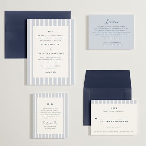 This is a powder blue wedding invitations with standard by chocomocacino called melihrolo printing on signature in grand