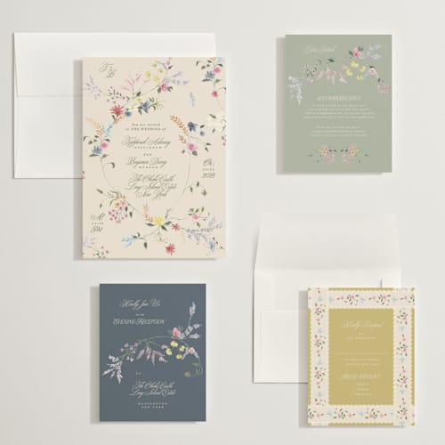 This is a english garden wedding invitations with standard by Phrosné Barwood called whimsey floral printing on signature in grand