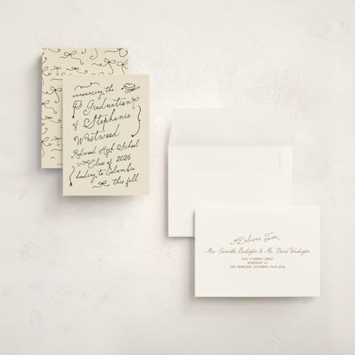 This is a bamboo graduation announcements with standard by Creo Study called take a bow printing on signature in petite
