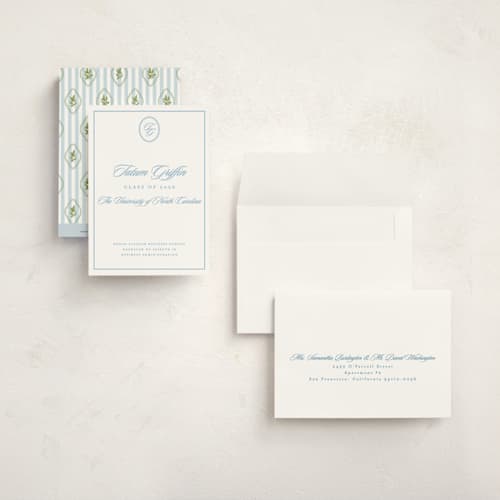 This is a capri graduation announcements with standard by Creo Study called scripted printing on signature in petite