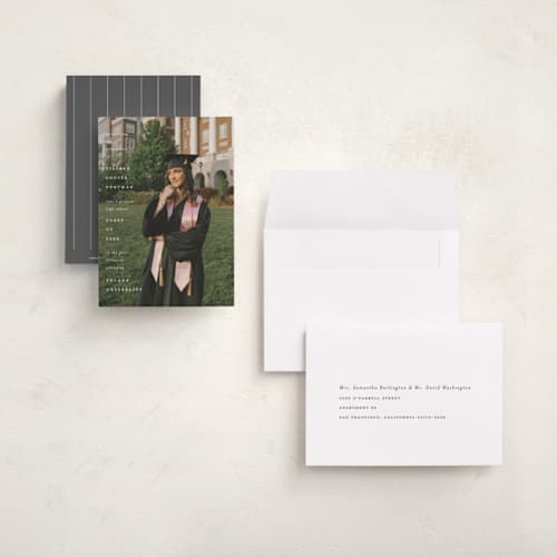 This is a snow graduation announcements with standard by Lauren Chism called along side printing on signature in petite