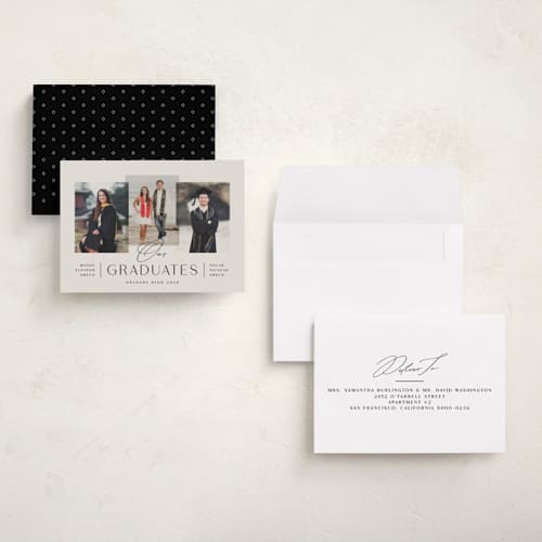 This is a clay graduation announcements with standard by Olivia Raufman called our grads printing on recycled smooth signature in petite