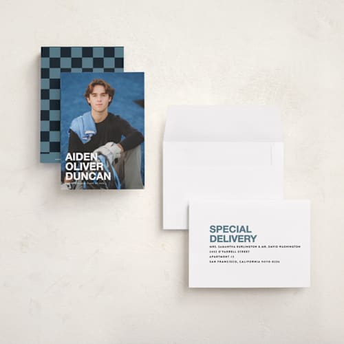 This is a cloud graduation announcements with standard by Maria Alou called the graduate printing on signature in petite