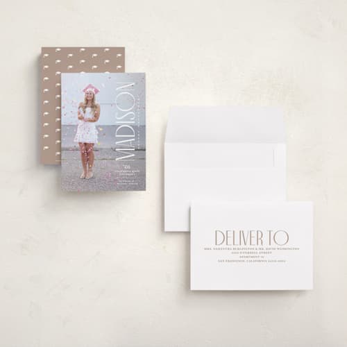 This is a snow graduation announcements with standard by Owl and Toad called pillar printing on signature in petite