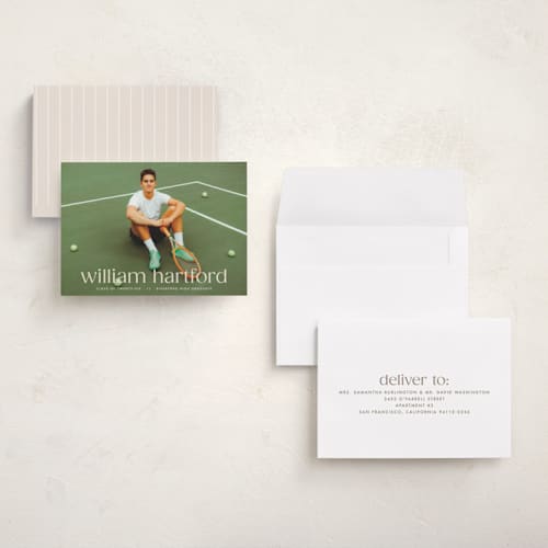 This is a silk graduation announcements with standard by Ellen Schlegelmilch called hartford printing on signature in petite