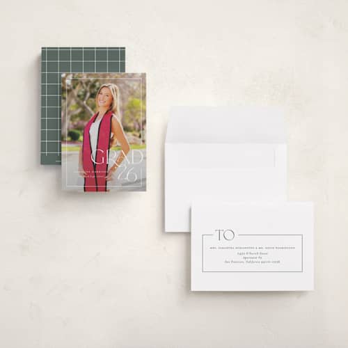 This is a snow graduation announcements with standard by Lauren Chism called broken border printing on signature in petite