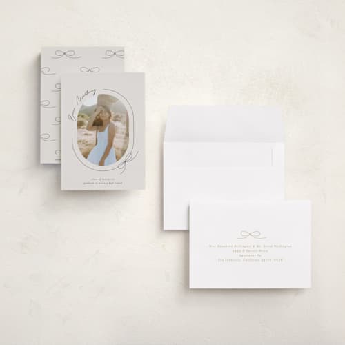 This is a latte graduation announcements with standard by Blustery August called etna printing on signature in petite