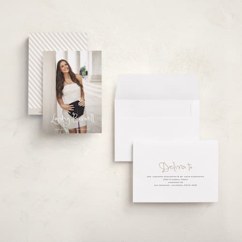 This is a cotton graduation announcements with standard by Sara Hicks Malone called westminster printing on signature in petite