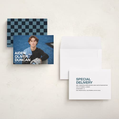 This is a cloud graduation announcements with standard by Maria Alou called the graduate printing on signature in petite
