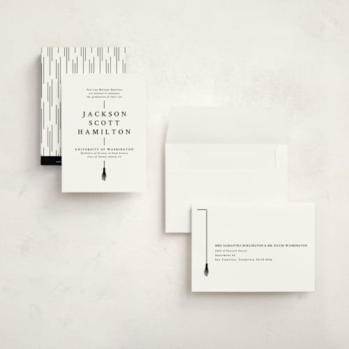 This is a onyx graduation announcements with standard by Amy Payne called tassel line printing on signature in petite