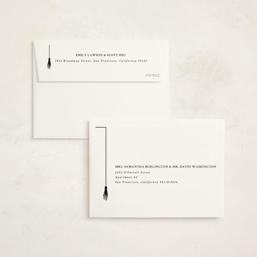 This is a onyx graduation announcements with standard by Amy Payne called tassel line printing on signature in petite